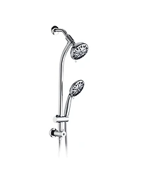 Rainsken Bar Combo Rain Showerhead, Drill-Free Stainless Steel Slide, 7-Setting Hand, Dual Shower Head Spa System