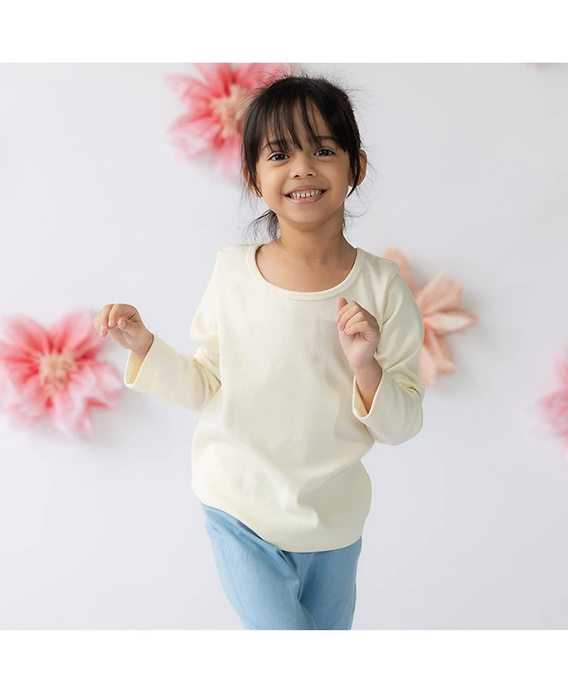 Mightly Kids Fair Trade Organic Cotton Long Sleeve Ribbed Scoop Neck Tee