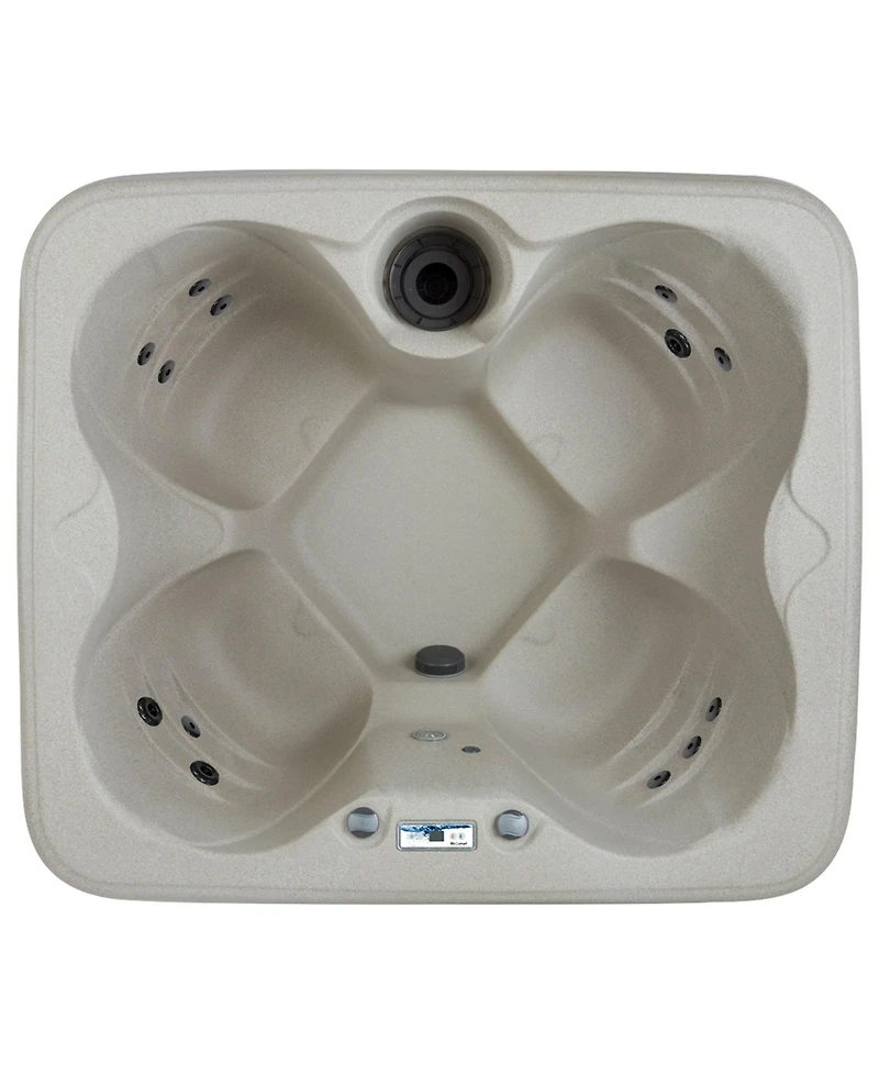 LifeSmart LS100 Sand 4 Person Plug and Play Square Hot Tub Spa with Black Cover