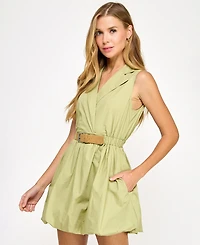 Seni & Cade Juniors' Surplice Belted Short Bubble Dress