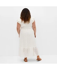 City Chic Plus Sweet Broderie Midi Dress