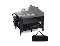 Slickblue Kids Foldable Bassinet with 4-Level Adjustable Changing Table & Plush Mattress