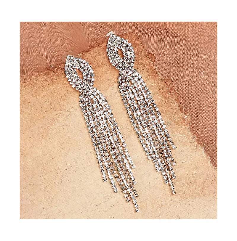 Sohi Women's Silver Bling Cluster Drop Earrings