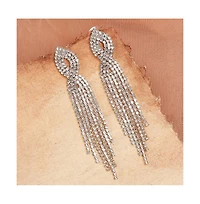 Sohi Women's Silver Bling Cluster Drop Earrings