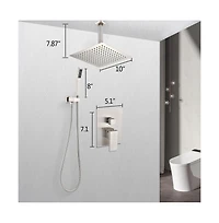 Rainsken Ceiling Mounted Shower System Combo Set with Handheld and 10"Shower head