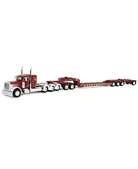 First Gear Dcp 1/64 Peterbilt 379 Tri-Axle Flat Top with Fontaine Magnitude Tri-Axle Lowboy Trailer with Booster & Stinger 60