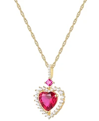Lab Grown Ruby (2-5/8 ct. t.w.) & Lab Grown White Sapphire (1/3 ct. t.w.) Heart 18" Pendant Necklace in 14k Gold-Plated Sterling Silver