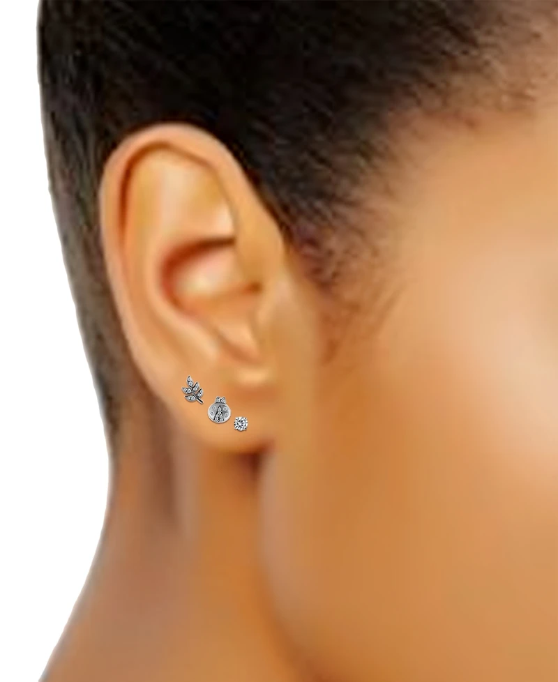 Giani Bernini 3-Pc. Set Cubic Zirconia Stud Earrings 18k Yellow Gold over Sterling Silver (also Silver), Exclusively at Macy's