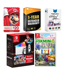 Nintendo Switch Oled Console Mario Kart 8 Bundle with Pikmin 4, Nintendo $20 eShop Gift Card, MightySkins Console and Controller Skin Voucher