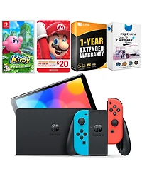 Nintendo Switch Neon Red & Blue Oled Console with Kirby and the Forgotten Land, Nintendo $20 eShop Gift Card, MightySkins Console and Controller Skin