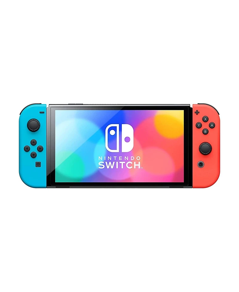 Nintendo Switch Neon Red & Blue Oled Console with Legend of Zelda Breath of the Wild, Nintendo $20 eShop Gift Card, MightySkins Console and Controller