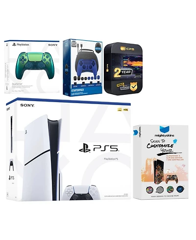 Sony Playstation 5 Slim Disc with Extra Controller, Gamer Starter Kit and MightySkins Decal Voucher + 2 Year Cps Extended Warranty