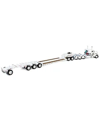 First Gear Dcp 1/64 Peterbilt 379 Tri-Axle Flat Top with Fontaine Magnitude Tri-Axle Lowboy Trailer with Booster & Stinger 60