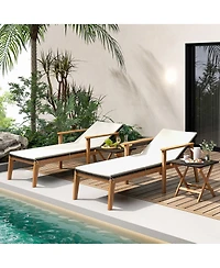 Gymax Outdoor Chaise Lounge Chair Set of 2 w/ Armrests & 4-Level Backrest Adjustment