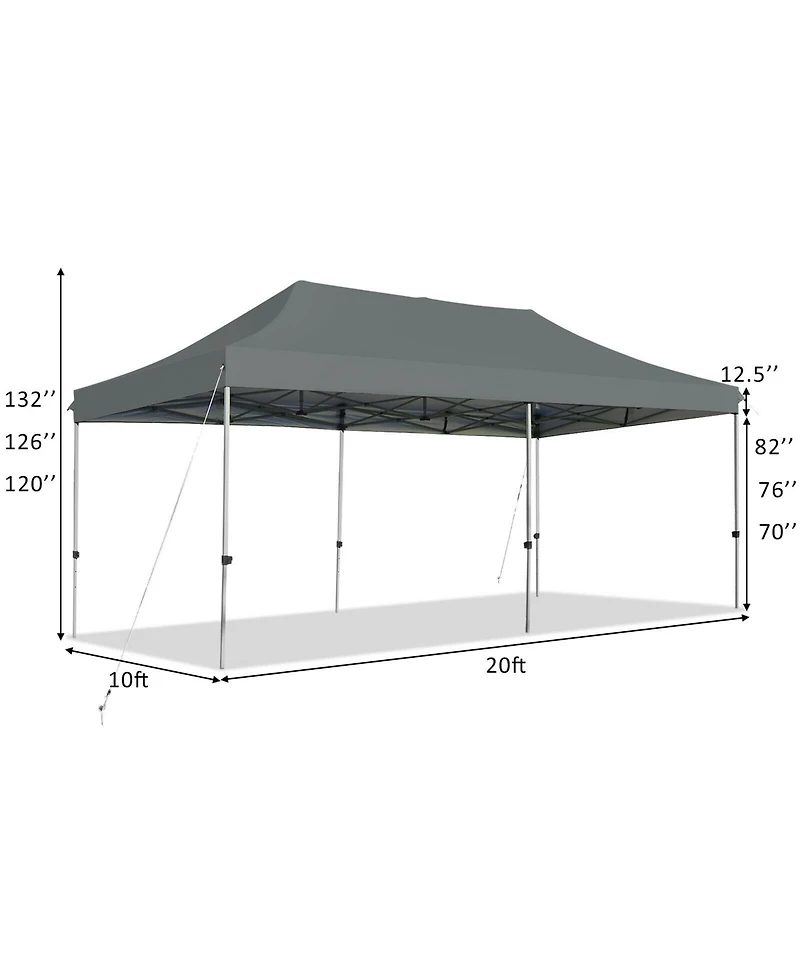 Gymax 10'x20' Pop up Canopy Tent Folding Heavy Duty Sun Shelter Adjustable W/Bag