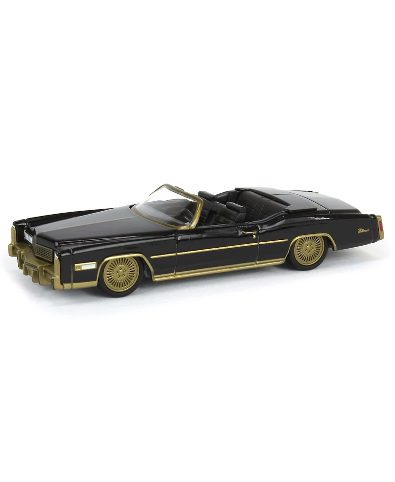 1/64 1976 Cadillac Eldorado Convertible Black Gold California Lowriders 63070-f