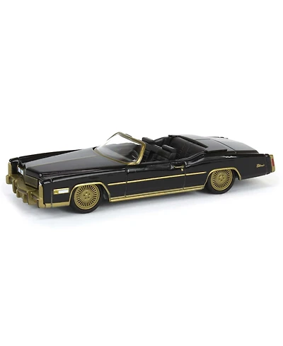 1/64 1976 Cadillac Eldorado Convertible Black Gold California Lowriders 63070-f