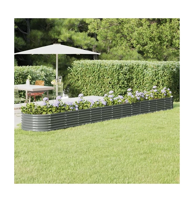 Garden Raised Bed Powder-coated Steel 201.6"x31.5"x14.2" Gray