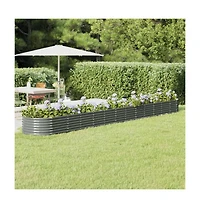 Garden Raised Bed Powder-coated Steel 201.6"x31.5"x14.2" Gray