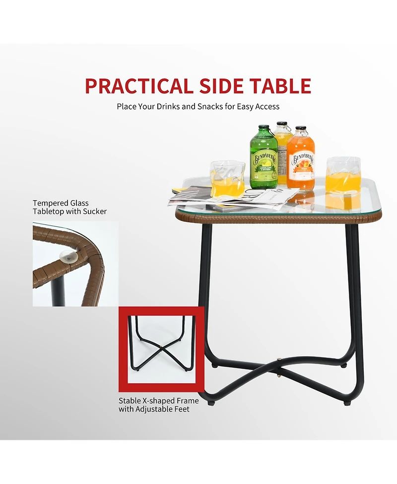 Gymax 3 Piece Patio Conversation Furniture Set Outdoor Bistro Set With Cushions