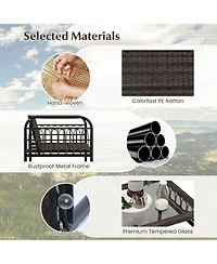 Gymax 4 Piece Patio Wicker Conversation Bistro Set Furniture Set w/ Cushions