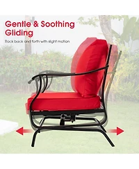 Gymax 3 Piece Patio Conversation Bistro Set Outdoor Rocking Chair Set w/ Cushions