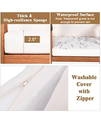 Gymax 3PC Outdoor Patio Sofa Furniture Set Solid Wood Cushioned Conversation Set White