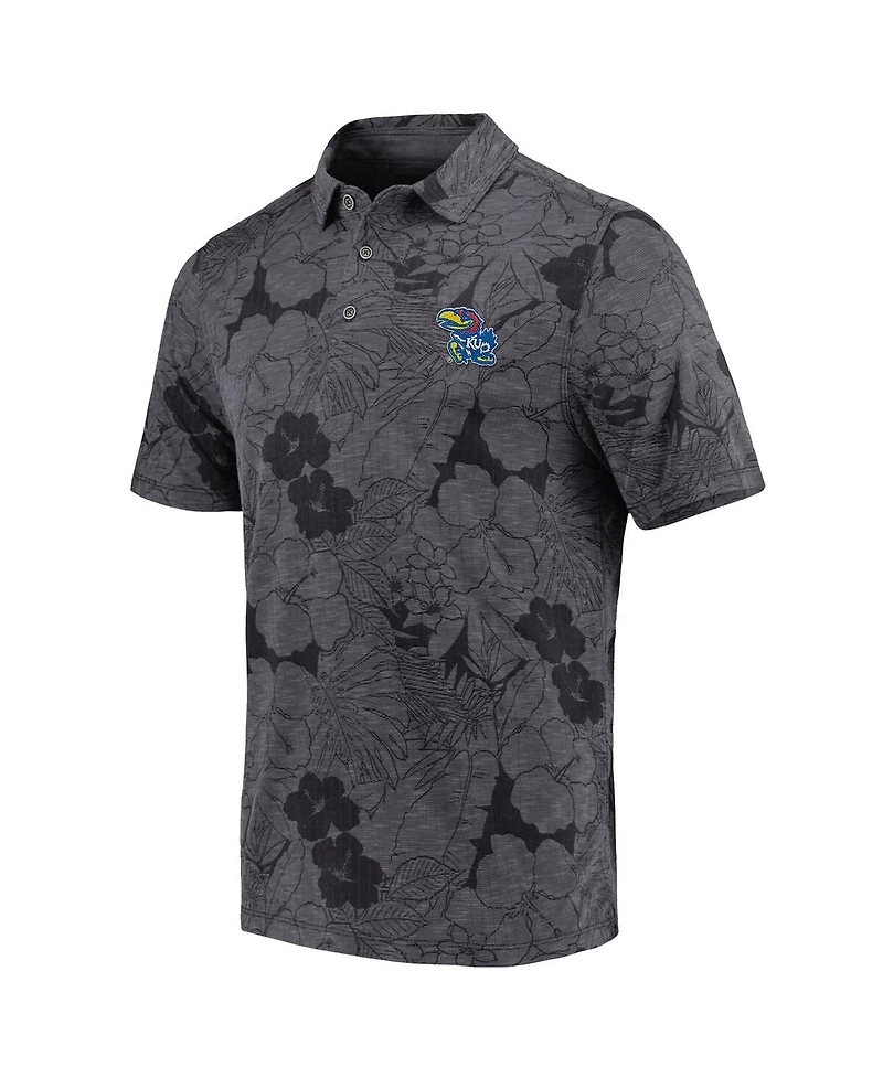 Tommy Bahama Men's Black Kansas Jayhawks Miramar Blooms Polo Shirt