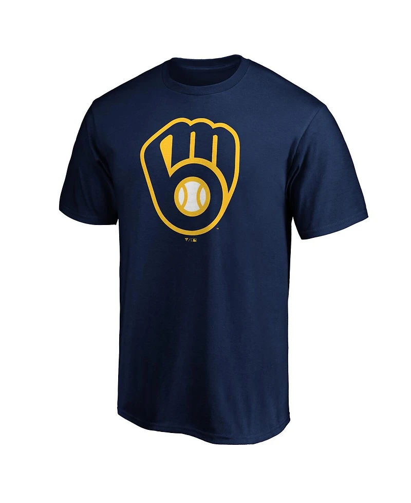 Fanatics Men's Navy Milwaukee Brewers Logo T-Shirt