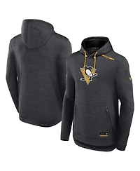 Fanatics Men's Heather Charcoal Pittsburgh Penguins Authentic Pro Tech Pullover Hoodie