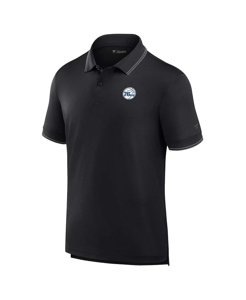 Fanatics Men's Black Philadelphia 76ers Front Office Pique Polo Shirt