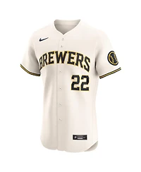Nike Men's Christian Yelich Cream Milwaukee Brewers Home Elite Player Jersey