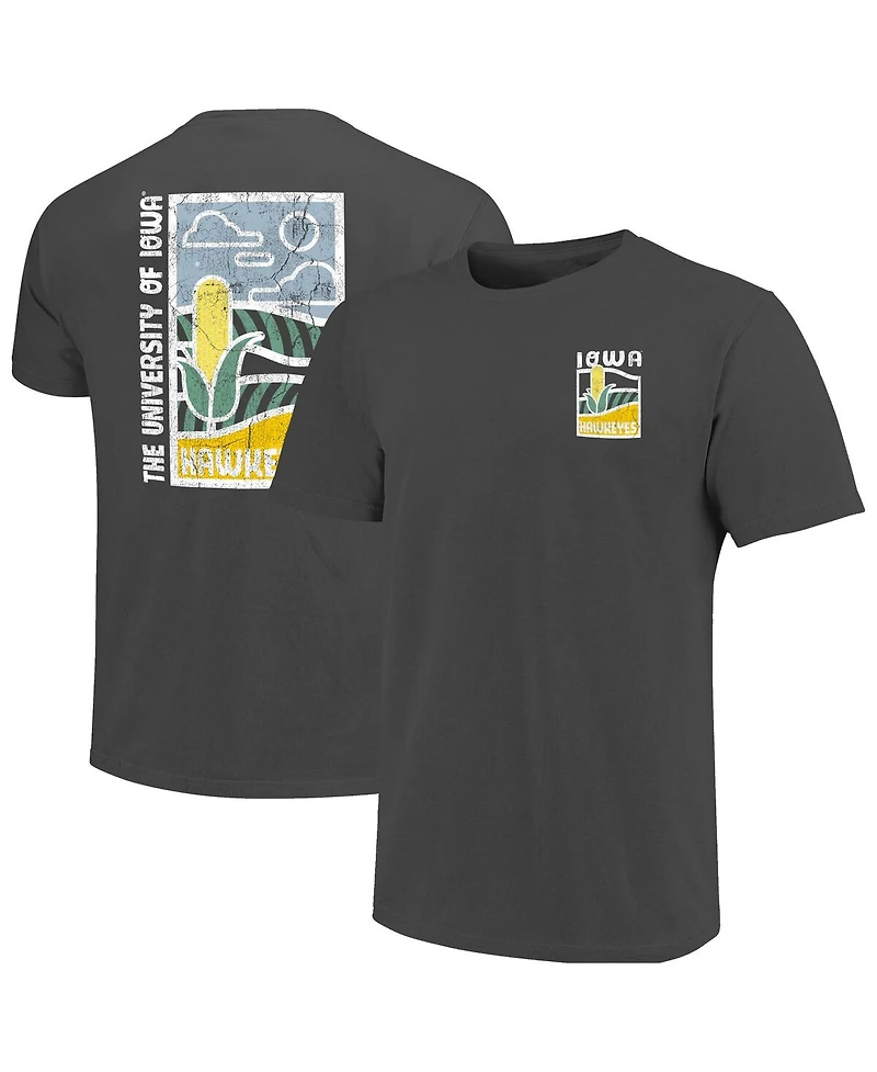 Image One Men's Graphite Iowa Hawkeyes Comfort Colors Minimal Vista Distressed Graphics T-Shirt