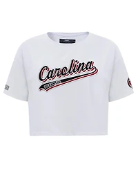 Pro Standard Women's White Carolina Hurricanes Boxy Script Tail Cropped T-Shirt
