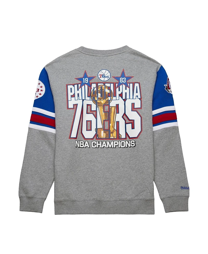 Mitchell & Ness Men's Heather Gray Philadelphia 76ers Hardwood Classics All Over 4.0 Pullover Sweatshirt