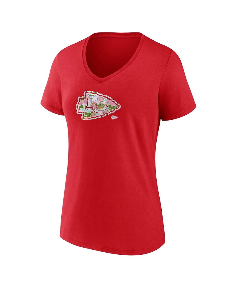 Fanatics Women's Red Kansas City Chiefs Plus Mother's Day Floral V-Neck T-Shirt