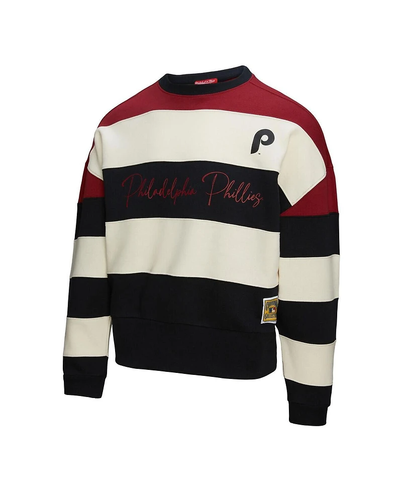 Mitchell & Ness Women's Burgundy/Black Philadelphia Phillies Cooperstown Collection Blocked Fleece Pullover Sweatshirt