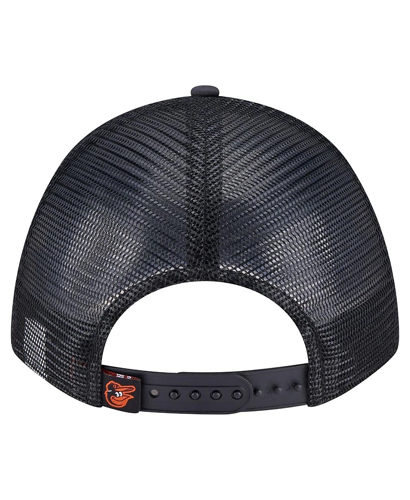 New Era Men's Black Baltimore Orioles Minimalist 9FORTY A-Frame Adjustable Hat
