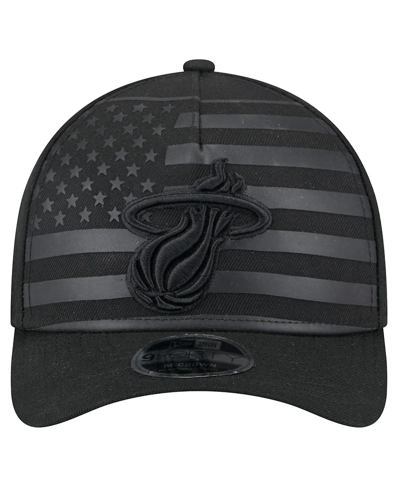 New Era Men's Black Miami Heat Game Day Flag A-Frame 9FORTY Adjustable Hat