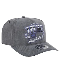 New Era Men's Charcoal Utah Jazz Throwback Washed Pre-Curved 9FIFTY Snapback Hat