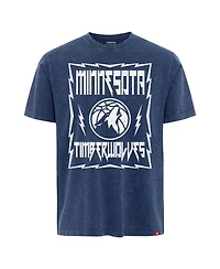 Sportiqe Men's and Women's Blue Minnesota Timberwolves Distressed Rock Roll Collection Angus Premium Mineral Wash T-Shirt