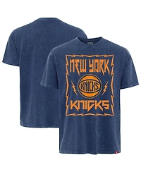 Sportiqe Men's Blue New York Knicks Distressed Rock Roll Collection Angus Premium Mineral Wash T-Shirt