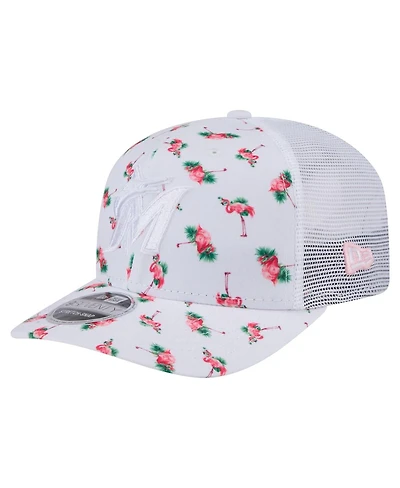 New Era Men's White Miami Marlins Flamingo Mesh Back 9SEVENTY Stretch-Snap Hat