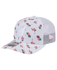 New Era Men's White Miami Marlins Flamingo Mesh Back 9SEVENTY Stretch-Snap Hat