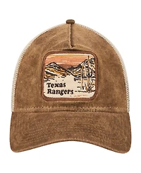 New Era Men's Dark Brown Texas Rangers Vintage Landscape 9TWENTY A-Frame Adjustable Trucker Hat