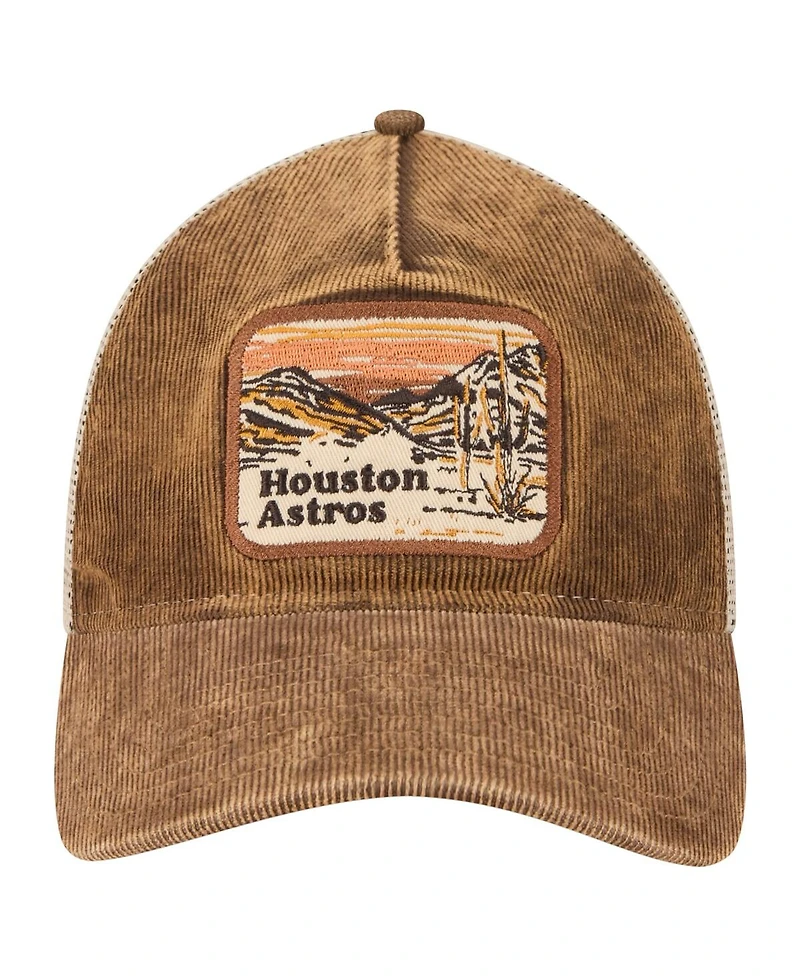 New Era Men's Dark Brown Houston Astros Vintage Landscape 9TWENTY A-Frame Adjustable Trucker Hat