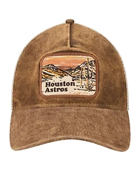 New Era Men's Dark Brown Houston Astros Vintage Landscape 9TWENTY A-Frame Adjustable Trucker Hat