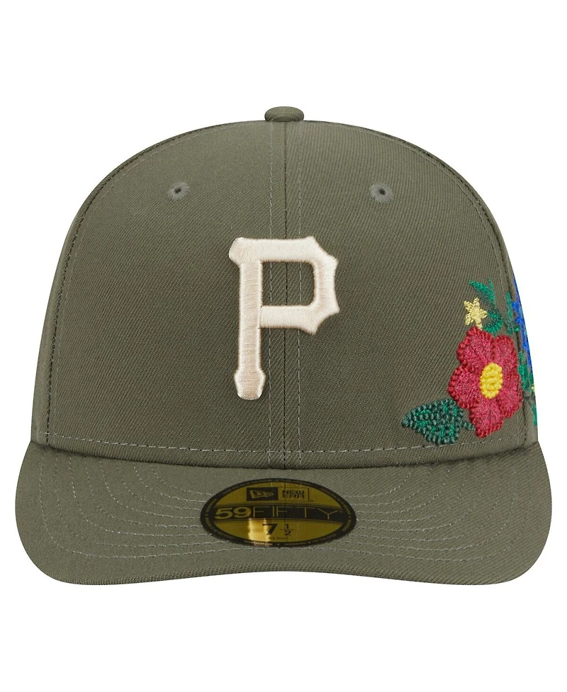 New Era Men's Olive Pittsburgh Pirates Tonal Florals 59FIFTY Fitted Hat