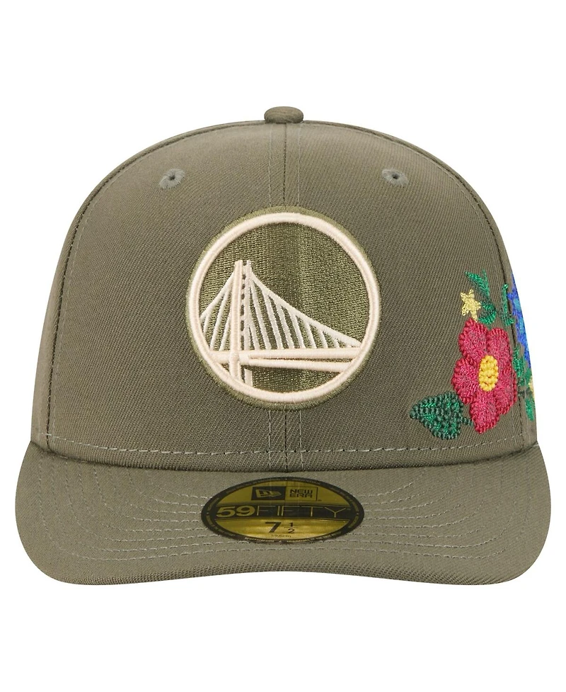 New Era Men's Olive Golden State Warriors Tonal Florals 59FIFTY Fitted Hat