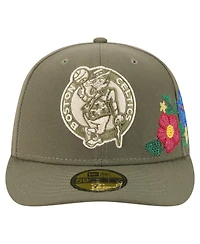 New Era Men's Olive Boston Celtics Tonal Florals 59FIFTY Fitted Hat
